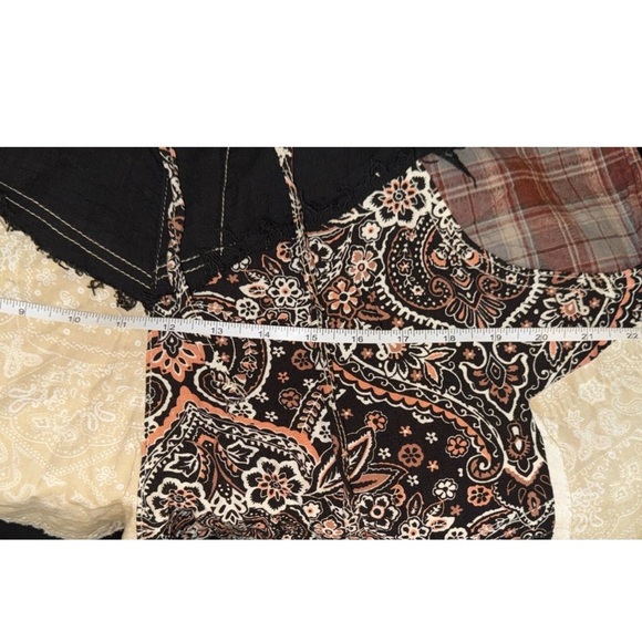 POL OVERSIZED Medium Patchwork Boho Lace Black Brown Tan Joggers Pants NWOT - Picture 13 of 14